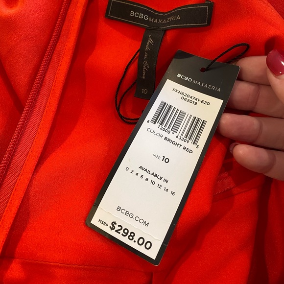 BCBG MAX AZRIA Faux Wrap Ruched Ruffle Gown - Picture 2 of 3